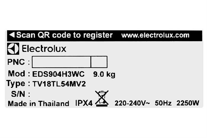  Máy sấy thông hơi Electrolux UltimateCare 9 kg EDS904H3WC 
