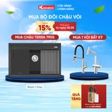  Mua Chậu rửa bát đá Konox Terra 790S Black  + Vòi rửa Konox cao cấp tặng Bộ dao 5 món Impecca 