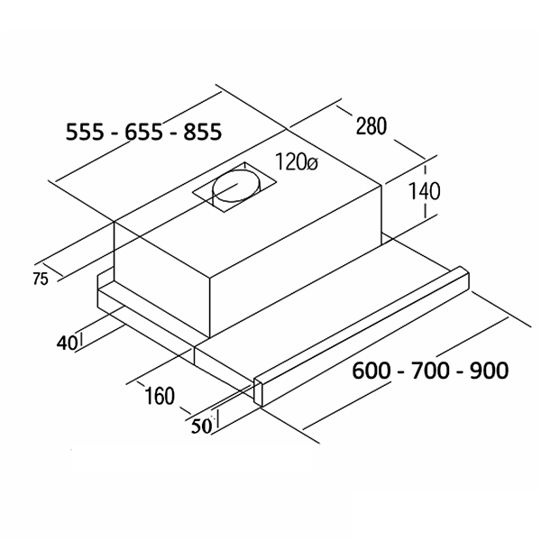  Máy hút mùi âm tủ Cata TF-2003 DURALUM 900 