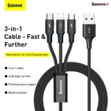  Cáp Sạc 3 Đầu Siêu Bền Baseus Rapid Series 3-in-1 USB to Type C/ Lightning/ Micro 