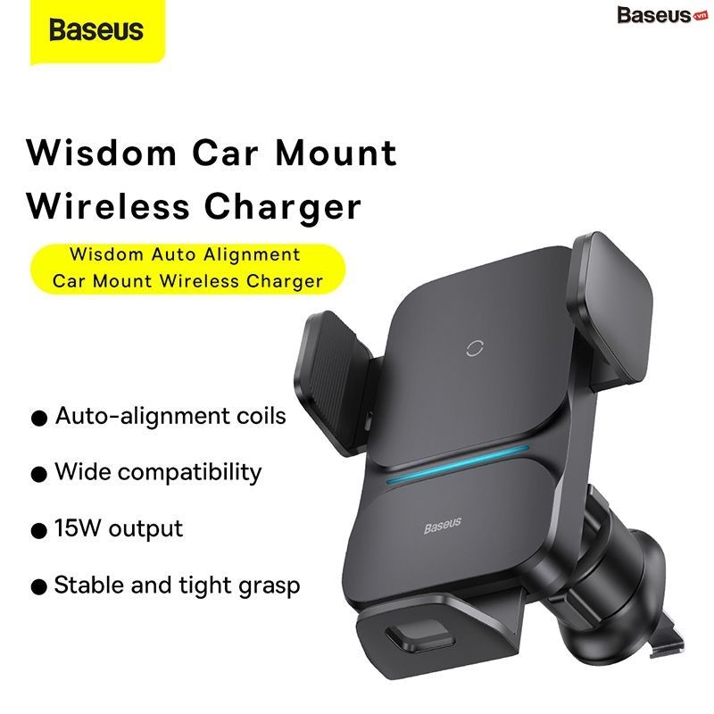  Bộ Đế Giữ Điện Thoại Baseus Wisdom Auto Alignment Car Mount Wireless Charger（QI 15W） 
