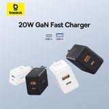  Củ Sạc Nhanh Baseus Cube Fast Charger C+U 20W 