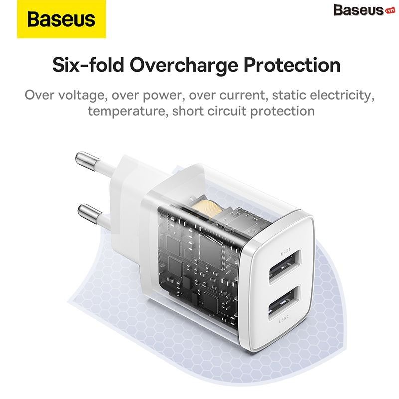  Bộ Sạc Đa Năng Baseus Compact Charger 10.5W 2 Cổng Sạc USB 