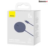  Đế Sạc Không Dây Baseus Simple Mini3 Magnetic Wireless Charger 15W (Magnetic Wireless Smart Charger Dùng Cho iPhone 12 13 14 Series Airpods 3 Android) 