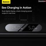  Đế Sạc Không Dây Baseus Digital LED Display 2in1 Wireless Charger 20W Universal version（USB For type-C 3A 1m Black） 