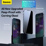  Kinh Cường Lực Baseus All-glass Corning Peep-proof Tempered Glass Film 0.4mm 2022 cho iPhone 12/13/14 Pro Max (Pack of 2) 