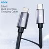  Cáp Sạc Đa Năng ROCK Deep Indigo Series USB TO Lightning+C 2.4A (1.2M, Nylon Braided) 