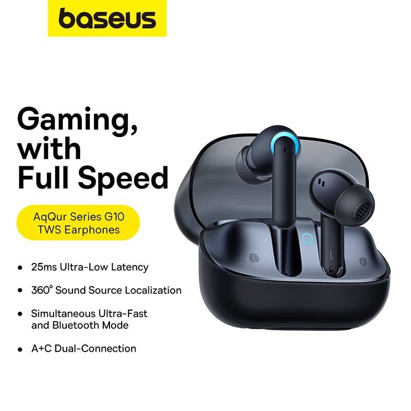  Tai Nghe Bluetooth Baseus AeQur G10 True Wireless Earphones (Bluetooth 5.3, GPS - APP Control, Super Fast charge, Nearly No-delay, Bisa 3D Gaming Earbuds) 