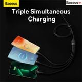  Cáp Sạc Nhanh Đa Năng 3 in 1 Baseus Flash Series Ⅱ One-for-three Fast Charging Cable Type-C to M+L+C 100W 1.5M 