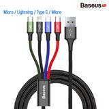  Cáp sạc và truyền dữ liệu tốc độ cao Baseus Three Primary Colors tích hợp 3 đầu kết nối Type C, Android và Lightning (USB Type A to USB Type C/Micro USB/Lightning Fast Charging Cable) 