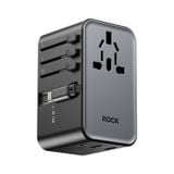  Củ Sạc Nhanh Đa Năng Du Lịch Toàn Cầu ROCK Travel Adapter 70W (EU/UK/AU/US, with Type-C Built-in Retractable Cable) 