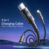  Cáp Sạc Nhanh Đa Năng USB to L+M+C ROCK Touch Series 100W/3.5A (1.2m) 