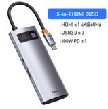  Hub chuyển đa năng Baseus Metal Gleam Series Multifunctional Docking Station ( Type-C to HDMI/ USB3.0/ LAN / SD Card Reader/ Type C PD 100W, Multifunctional HUB) 