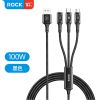  Cáp Sạc Nhanh Đa Năng USB to L+M+C ROCK Touch Series 100W/3.5A (1.2m) 