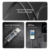  Cáp Sạc Nhanh ROCK Z28 C to C 60W/C to Lightning 27W (1M/2M, Metal Braided) 