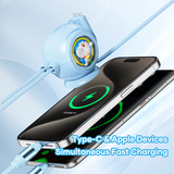  Cáp Dây Rút Đa Năng C to C+Lightning ROCK Doraemon 100W (1.5m, 360° Rotation, 480Mbps, Retractable Data Cable) 