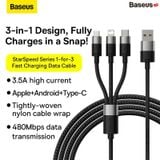  Cáp Sạc Đa Năng Baseus StarSpeed 1-for-3 Fast Charging Data Cable USB to Micro Lightning Type C 3.5A 