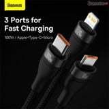  Cáp Sạc Nhanh Đa Năng 6 in 1 Baseus Flash Series Ⅱ Two-for-three Charging Cable U+C to M+L+C 100W 1.2m 