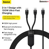  Cáp Sạc Nhanh 2 in 1 Baseus Flash Series Ⅱ One-for-Two Fast Charging Cable Type-C to Dual Type C 100W Gen2 