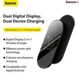  Đế Sạc Không Dây Baseus Digital LED Display 2in1 Wireless Charger 20W Universal version（USB For type-C 3A 1m Black） 