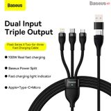  Cáp Sạc Nhanh Đa Năng 6 in 1 Baseus Flash Series Ⅱ Two-for-three Charging Cable U+C to M+L+C 100W 1.2m 