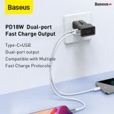  Cốc sạc du lịch đa năng Baseus Universal conversion plug PPS charger C+U Youth Edition (18W, 100 - 240V) 