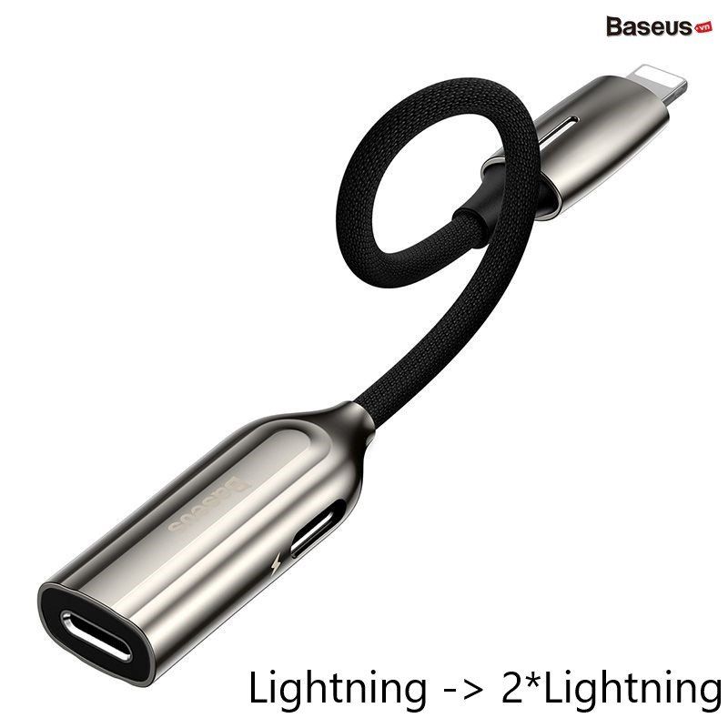  Đầu chuyển âm thanh Baseus L55/ L56 2in1 cho iPhone/ iPad ( Lightning to Dual Lightning / Lightning to Lightning + 3.5mm AUX) 