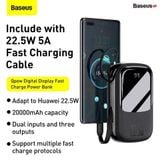  Pin sạc dự phòng sạc nhanh Baseus Qpow Digital Display 20000mAh (20W/22.5W, USB/Type C Dual Port,  Qc/ PD Quick Charging Power Bank with iPhone built-in Cable) 