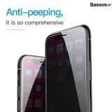  Kính cường lực 5 lớp siêu bền - chống nhìn trộm Baseus Anti Spy 3D Curved-screen cho iPhone X/XS Max/iP 11 Pro Max (0.23mm, 3D Anti Peeping Tempered Glass Film) 