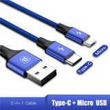  Cáp sạc và truyền dữ liệu tốc độ cao Baseus Rapid Series LV213 tích hợp 2 đầu ngõ ra Type C và Android (USB Type A to USB Type C + Micro USB Fast Charging Cable) 