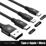  Cáp sạc và truyền dữ liệu tốc độ cao Baseus Rapid Series LV145 tích hợp 3 đầu kết nối Type C, Android và Lightning (USB Type A to USB Type C/Micro USB/Lightning Fast Charging Cable) 