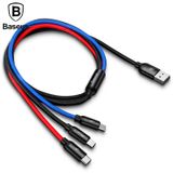  Cáp sạc và truyền dữ liệu tốc độ cao Baseus Three Primary Colors tích hợp 3 đầu kết nối Type C, Android và Lightning (USB Type A to USB Type C/Micro USB/Lightning Fast Charging Cable) 