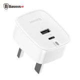  Bộ sạc nhanh 3 chấu Baseus Funzi Type C PD + U Quick charger cho Smartphone/ Tablet/ Macbook (USB + Type C PD Quick charge 3.0) 