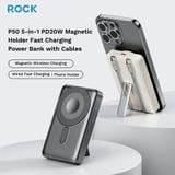  Pin Sạc Không Dây Nam Châm 5-in-1 ROCK P50 10000mAh 20W (tích hợp chân đế giữ điện thoại) 