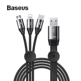  Cáp sạc 3 đầu Baseus Car Co-sharing Cable (USB Type A to USB Type C/Micro USB/Lightning, 3.5A Fast Charging & Sync Data Cable) 