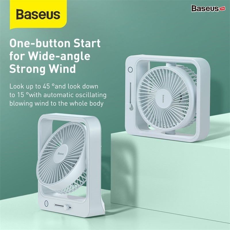  Quạt mini Pin sạc Baseus Cube Shaking Fan (Pin sạc 5400mAh, 18h sử dụng , Xoay 60 độ, Điều chỉnh nhiều cấp tốc độ, Cực êm ) 