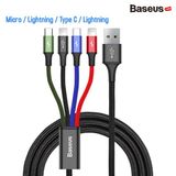  Cáp sạc và truyền dữ liệu tốc độ cao Baseus Three Primary Colors tích hợp 3 đầu kết nối Type C, Android và Lightning (USB Type A to USB Type C/Micro USB/Lightning Fast Charging Cable) 