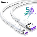  Cáp sạc nhanh Baseus Double Ring Type C cho Huawei/ Samsung S8/9, Note 8/9, Xiaomi (5A Huawei Super Quick charge / Quick Charge 3.0) 