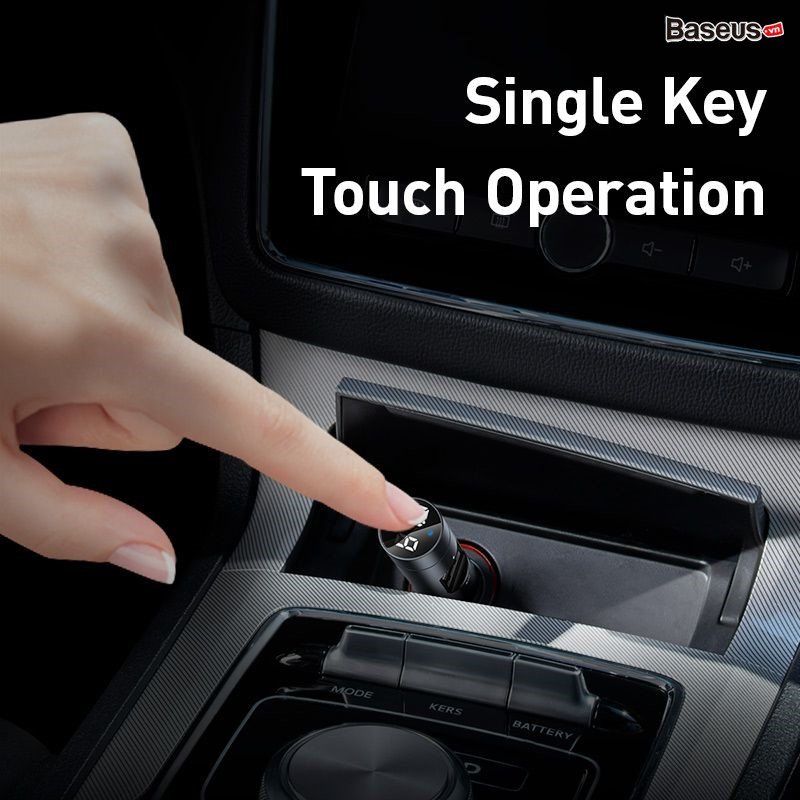  Tẩu sạc đa năng dùng cho xe ô tô Baseus Energy Column Car Wireless MP3 Charger (5V/3.1A, 2 Ports, Bluetooth 5.0, Touch, LED, AUX/FM Transmiter) 