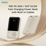  Pin Dự Phòng ROCK P95/P99 10000mAh/20000mAh 22.5W (with Built-in Type-C + Lightning Cable) 