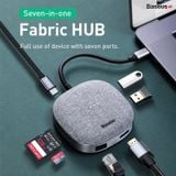  Hub chuyển đổi đa năng Baseus Fabric Series 7 in 1 Type-C Multifunctional HUB Adapter (2TB Data Reading, USB 3.0, Gigabit Network, 4k30hz, SD/TF, RJ45) 