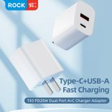  Củ Sạc Nhanh ROCK T43 Dual Port A+C PD 20W 