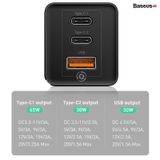  Bộ sạc nhanh đa năng thế hệ mới Baseus GaN Travel Quick Charger 65W cho Smartphone/ Tablet/ iPad/ Macbook/ Laptop (Type Cx2 + USB , PD3.0/ PPS/ QC4.0/ SCP/ FCP Multi Quick Charge Protocol, GaN Technology) 