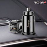  Bộ tẩu sạc đa năng dùng cho xe hơi Baseus Grain Mini (5V, 3.1A Fast Charge, 2 cổng USB Car Charger) 