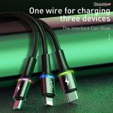  Cáp sạc vải dù siêu bền 3 đầu Baseus Halo Data 3 in 1 (USB to Type C/Lightning/Micro, 3.5A Fast Charging & Sync Data Cable) 