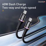  Cáp sạc nhanh Baseus Halo  Data C to C Cable (20V/3A, 60W, Power Delivery, QC3.0 Quick Charge Cable) 