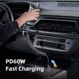  Cáp Sạc Nhanh C to C ROCK Spring Coil 60W (1.5M, 3A, Nylon Braided) 