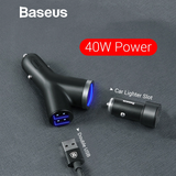  Bộ tẩu sạc mở rộng 3 trong 1 dùng cho xe hơi Baseus Y Type Dual USB (40W, 3.4A Fast Charge, Intelligent Car charger) 