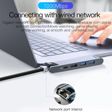  Hub chuyển Baseus Thunderbolt C Pro 7 in 1 Smart Hub cho Macbook Pro 2016/ 2017/ 2018 (Type C to C PD, 2x USB 3.0, HDMI 4K - 60Hz, SD/Micro SD Card Reader, LAN RJ-45 Expansion Smart Dock) 