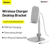  Bộ đế giữ điện thoại/Tablet để bàn tích hợp sạc nhanh không dây Baseus Literary Youth Desktop Bracket (Telescopic + 15W Wireless Charging) 